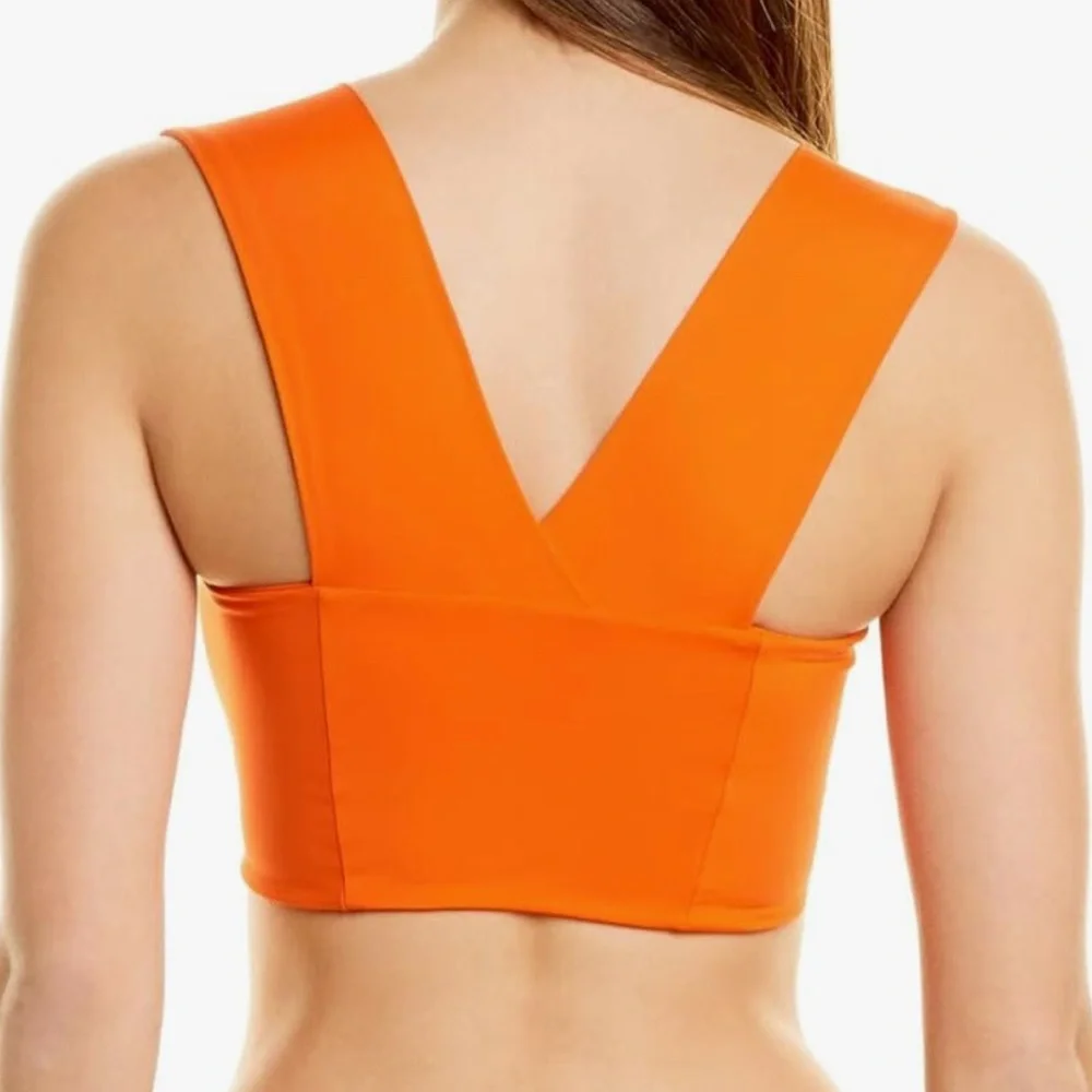 L * Space - Women's Orange Bralette Top Convertible Square Neckline & V - neck L